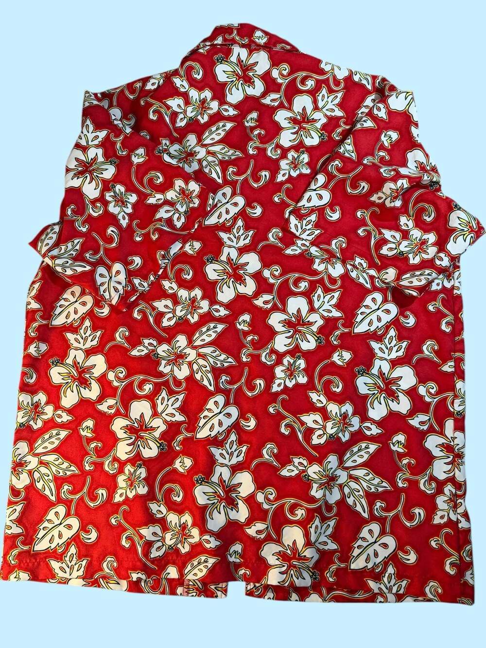 ODO Men's Red Hibiscus Floral Tropical Hawaiian Aloha Shirt Size Large - Picture 2 of 6